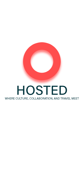 Hosted splash screen with the brand mark and tagline 'Where culture, collaboration, and travel meet.'